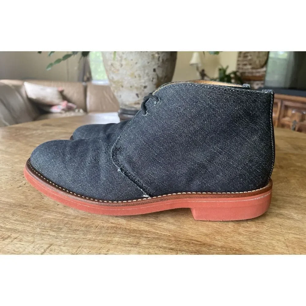 Moncairy Made in England Denim Chukka Desert Boots Leather Lined M7 W9 UK 5 Red